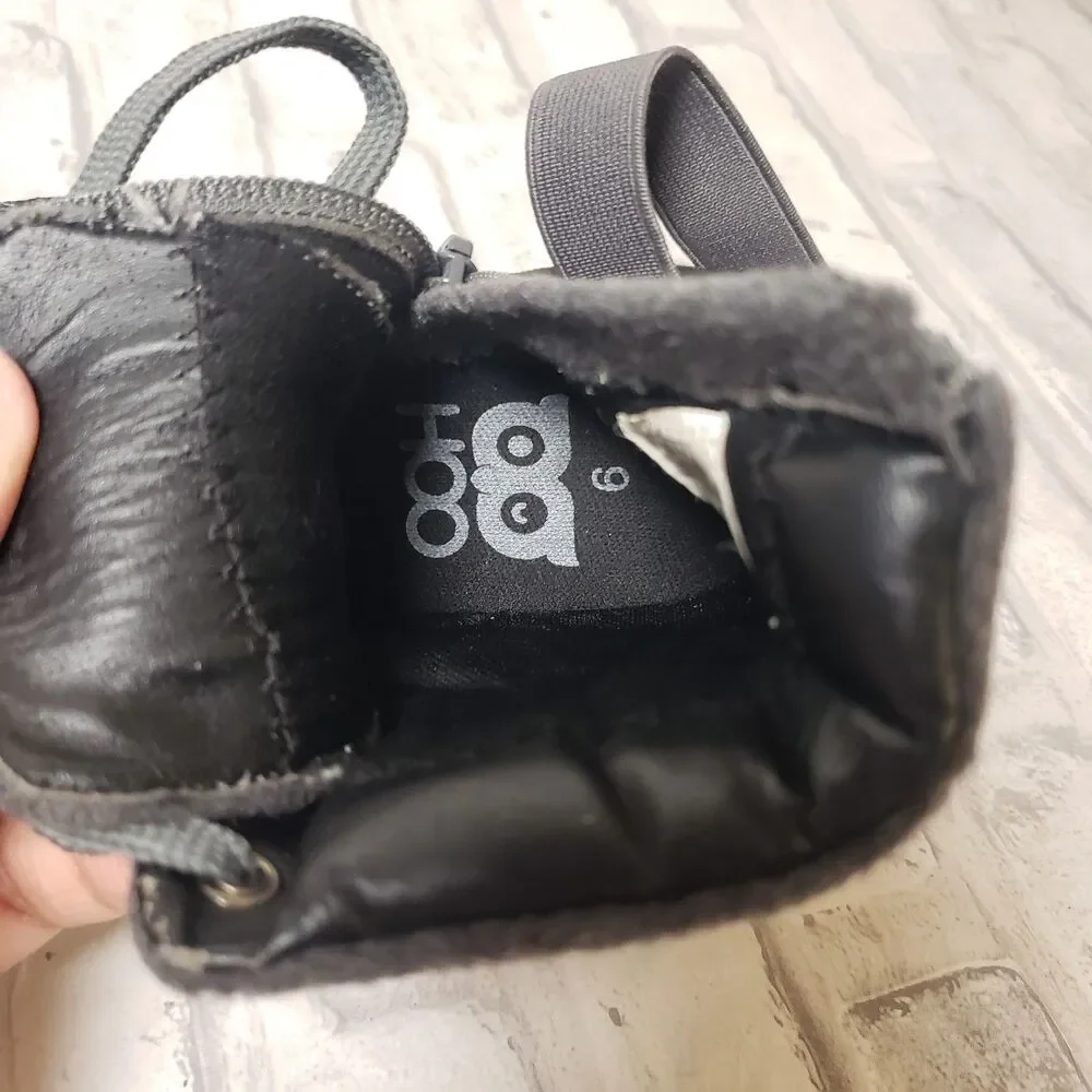 Black and Grey Girls Toddlers Hoo Strap and Zipper Boots